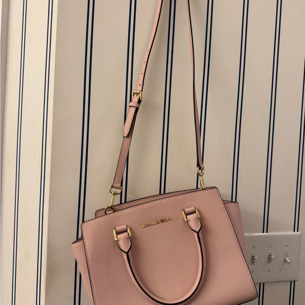 Michael Kors Pink Satchel with Metallic Hardware